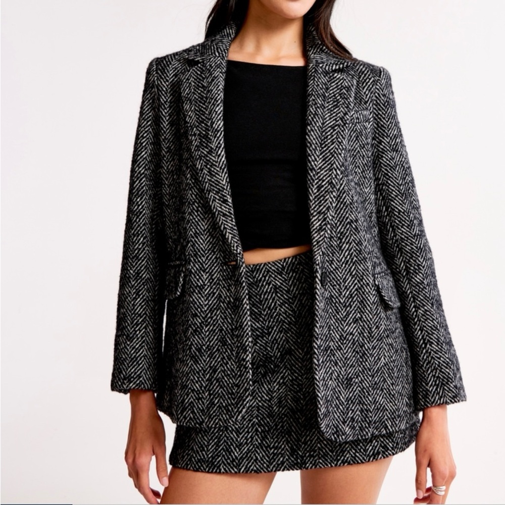 Abercrombie Black Herringbone Blazer